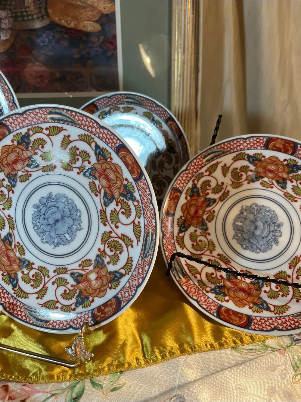 George Baird peony Imari plates set of 8 Salad/Dessert Plates - Multicolor